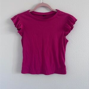 SHEIN Fuchsia Ruffled Sleeve Tee size S